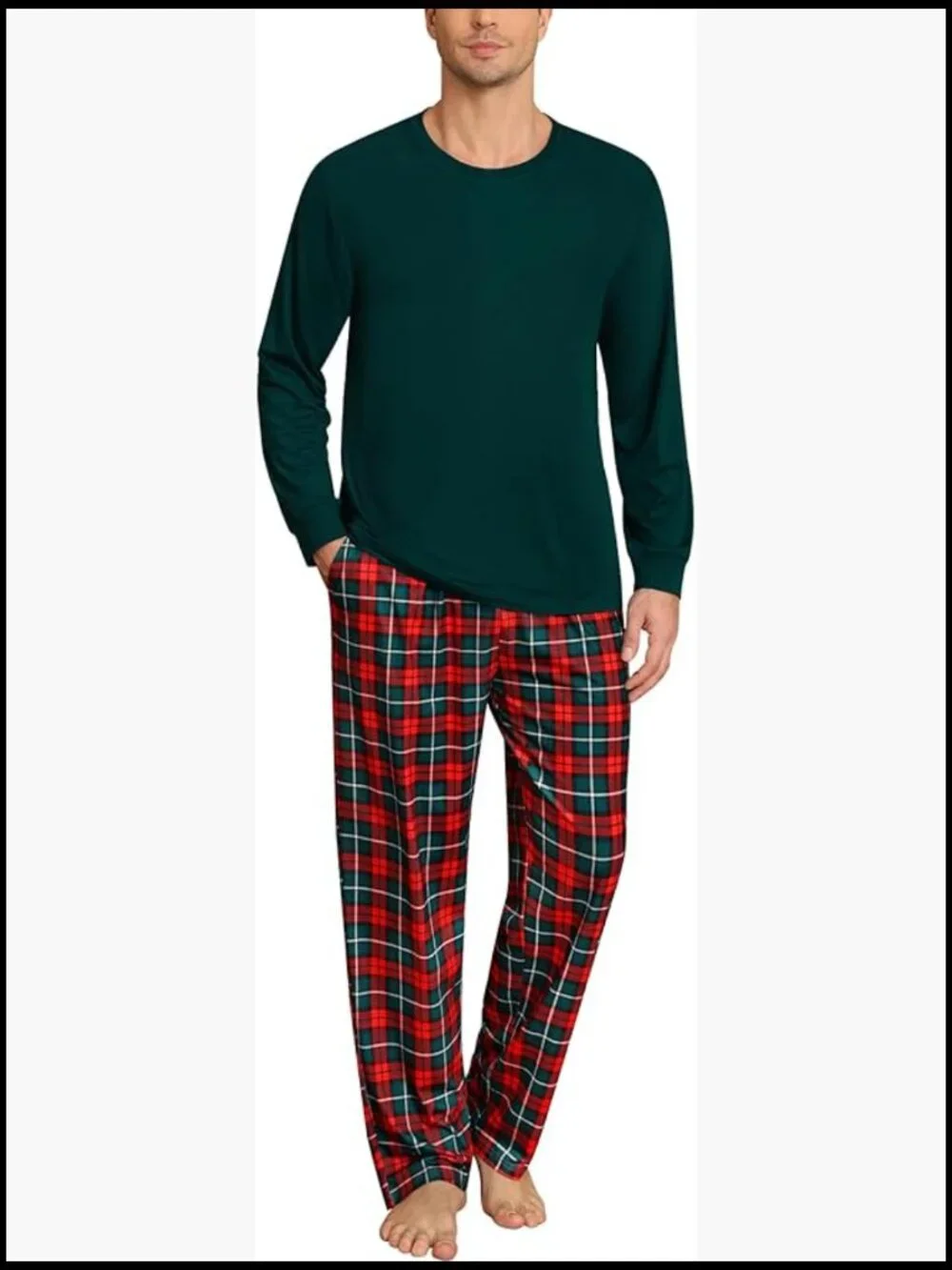 Men's Pajama Set with Pockets, Long Sleeve, Modal Fabric